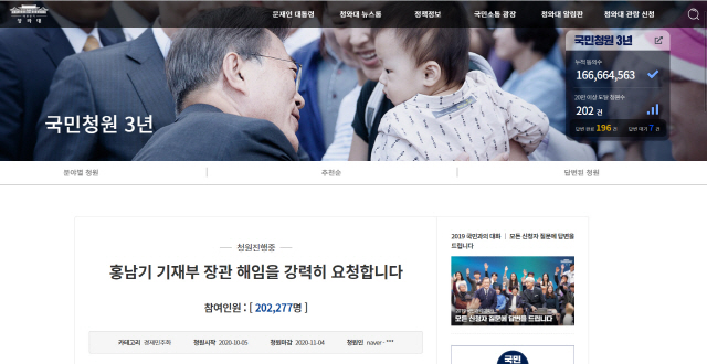 '3억 대주주' 버티기 홍남기에 뿔난 동학개미들...해임 청원 20만명 돌파