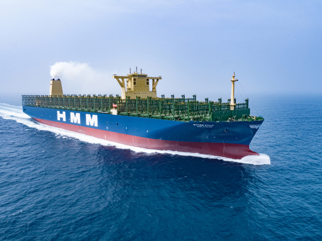 HMM의 2만4,000TEU급 초대형 컨테이너선 ‘르하브르(Le Havre)’./사진제공=대우조선해양