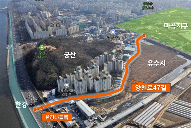 마곡-한강 자전거전용도로 노선./사진제공=서울시