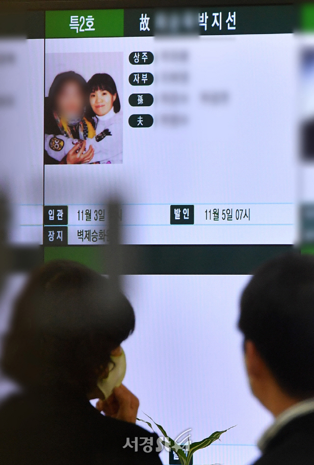 개그우먼 박지선과 그의 모친의 빈소가 마련된 서울 양천구 이대목동병원 장례식장. /사진공동취재단