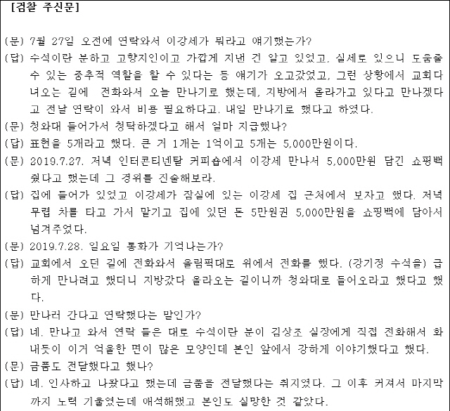 [단독] 검찰, 지난 7월 이강세 공소장에 “강기정 인사비로 5,000만원 받아” 적시했었다