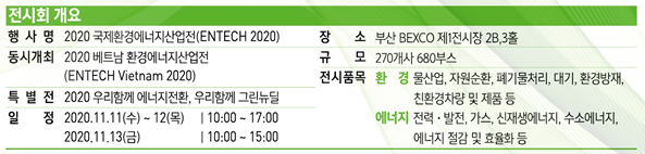 2020 국제환경·에너지산업전 개요./사진제공=부산시