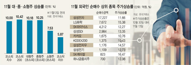 내달리는 증시, 대형주만 더 뛴다