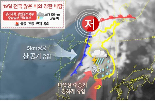 19일 전국 많은 비와 강한 바람/연합뉴스