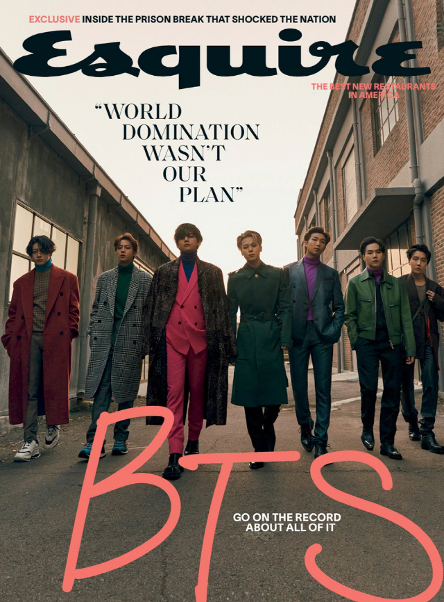 그룹 방탄소년단(BTS)이 표지모델로 나온 미국 남성잡지 ‘에스콰이어(esquire)’ 겨울호. /사진제공=에스콰이어