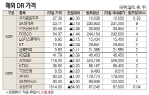 [표]해외 DR 가격(11월 23일)