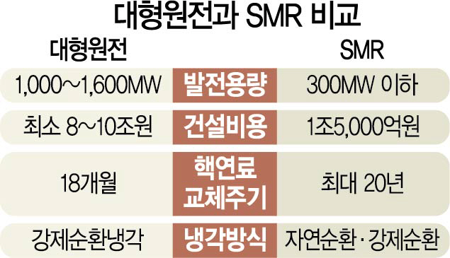 대형원전과 SMR 비교.