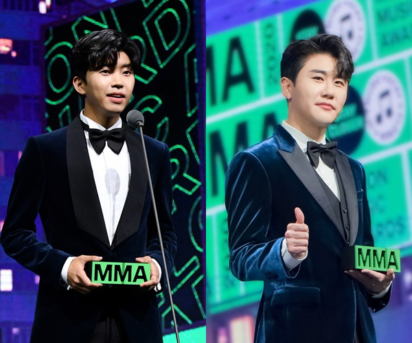 ‘2020 MAMA’에서 임영웅(좌), 영탁이 수상했다. / 사진=‘2020 MAMA’, 뉴에라프로젝트 제공