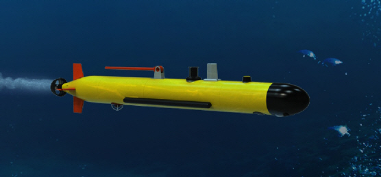 수중 자율 기뢰탐색체가 바닷속에서 기뢰를 찾고 있다.      /사진제공=방사청