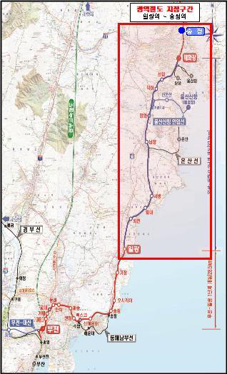 부산 일광~울산 송정 광역전철 노선. /그림=울산시