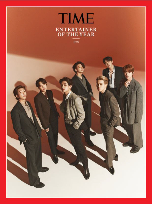 그룹 방탄소년단(BTS)이 미국 시사잡지 타임 선정 ‘올해의 연예인’에 선정됐다. /타임 홈페이지 캡처
