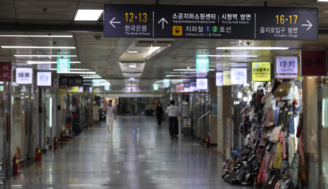 신종 코로나바이러스 감염증 확산으로 서울 중구 명동지하쇼핑센터가 한산한 모습을 보이고 있다./연합뉴스