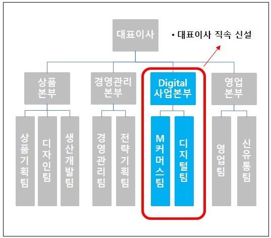 까스텔바작 디지털본부 신설 조직도(제공=까스텔바작)