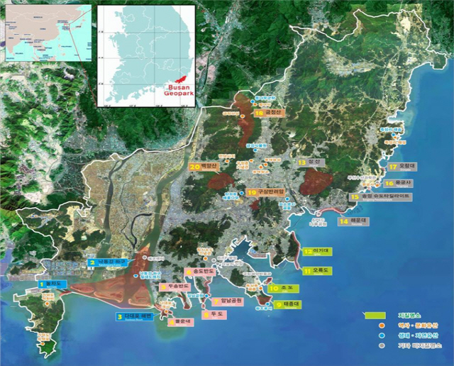 유네스코 세계지질공원 부산지역 후보지 위치도./사진제공=부산시