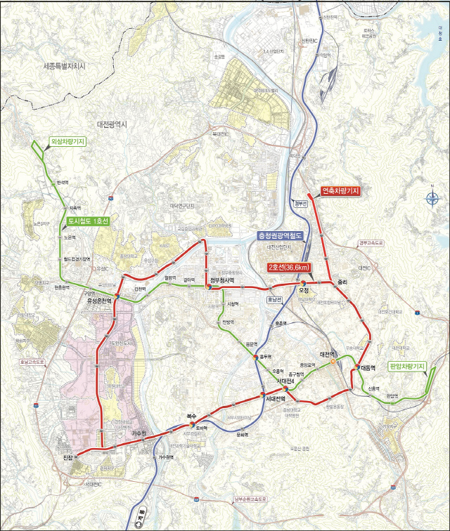 대전도시철도 2호선 노선도 /사진제공=대전시