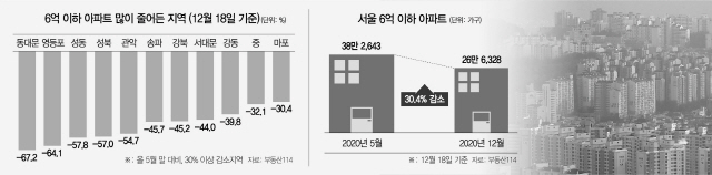 [단독]6억이하 아파트 6개월새 30%↓…동대문 67% 급감