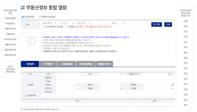 울산시 부동산 종합정보 웹서비스 화면. /사진=울산시 홈페이지