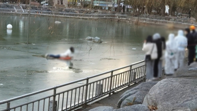 여수 거북선공원 호수에서 고립/연합뉴스