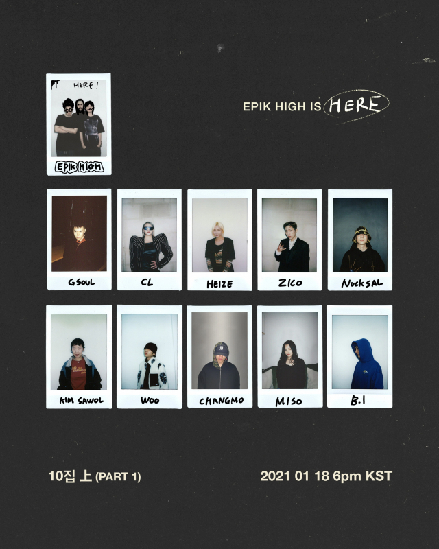 에픽하이 10집 'Epik High Is Here' 파트1의 피처링 포스터. /사진제공=아워스