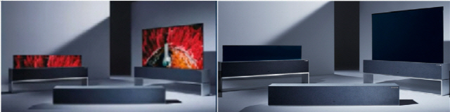 스카이워스가 사용한 이미지(왼쪽)와 LG전자가 배포한 ‘LG 시그니처 TV R’ 제품 이미지 /CES 2021 홈페이지·LiVE LG