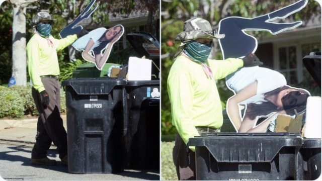 벤 애플렉 LA 집 앞 쓰레기통에 버려진 아나 디 아르마스 사진 보드./트위터 캡처