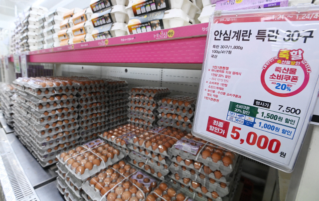 고병원성 조류 인플루엔자(AI) 확산으로 계란 가격이 치솟는 가운데 24일 서울의 한 대형마트에 1인당 구매수량을 제한하는 안내문구가 적혀 있다./권욱기자 2021.01.24
