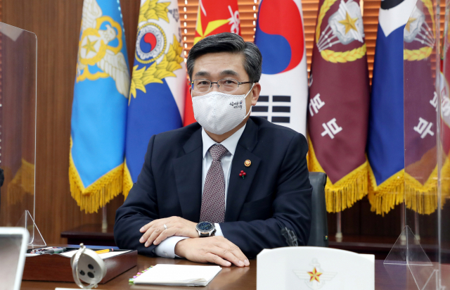 서욱 국방부 장관이 27일 서울 용산구 국방부 청사에서 신년 기자간담회를 하고 있다. /사진제공=국방부