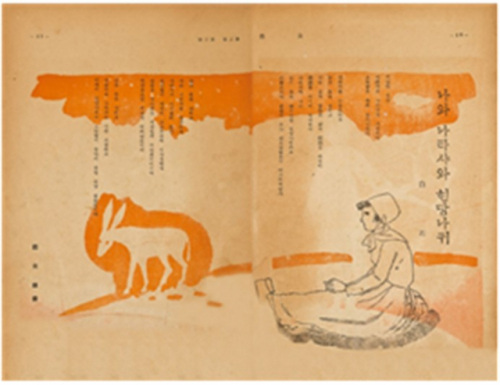 1938년 3월호 잡지 '여성'에 발표된 백석의 시에 정현웅이 삽화를 더했다. /사진제공=국립현대미술관