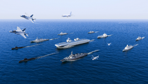 해군이 4일 개최한 ‘경항공모함 세미나’에서 공개한 경항모전투단 항진도. /사진제공=해군