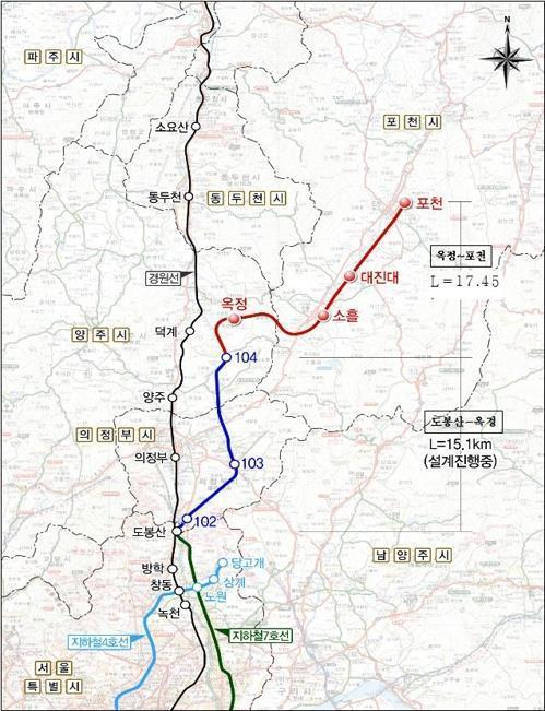 7호선 양주 옥정∼포천 노선도./사진제공=경기도