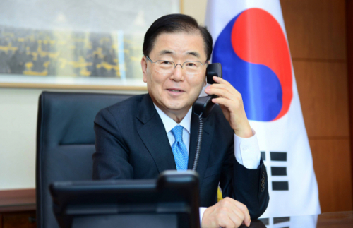 지난 12일 토니 블링컨 미국 국무부 장관과 통화하는 정의용 외교부 장관. /연합뉴스