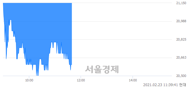 <코>씨앤투스성진, 장중 신저가 기록.. 21,000→20,450(▼550)