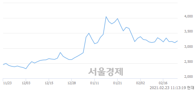 <코>정다운, 3.61% 오르며 체결강도 강세 지속(172%)