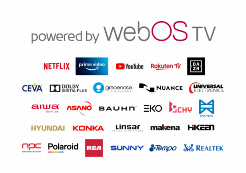 LG전자가 웹OS TV 플랫폼 공급을 위해 협력하고 있는 글로벌 콘텐츠 및 기술 솔루션 파트너사 로고 /사진 제공=LG전자