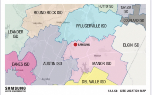 삼성전자가 미국 텍사스 주에 신설하려는 공장 부지의 위치를 나타낸 지도/관련문서 갈무리