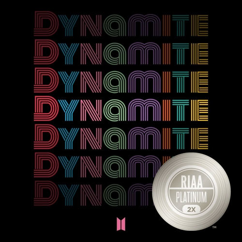 미국 레코드산업협회(RIAA)에서 공개한 그룹 방탄소년단(BTS)의 싱글 ‘다이너마이트’의 더블 플래티넘 인증 이미지. /사진제공=RIAA