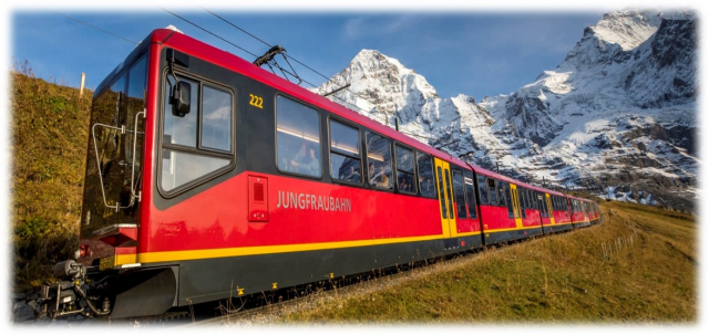 하동군의 알프스하동 프로젝트는 무가선 열차 12㎞, 모노레일 2.2㎞, 케이블카 3.6㎞를 설치하는 것을 핵심으로 하고 있다. 스위스 융프라우 산악열차. /사진제공=하동군