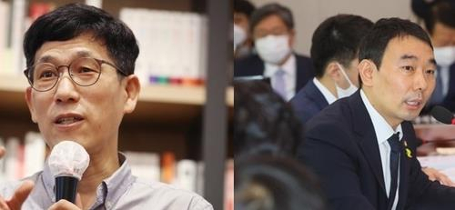 진중권(왼쪽) 전 동양대 교수와 더불어민주당 김용민 의원 /연합뉴스