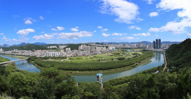 울산 남산에서 바라 본 태화강국가정원 주변 시가지 전경. /사진제공=울산시