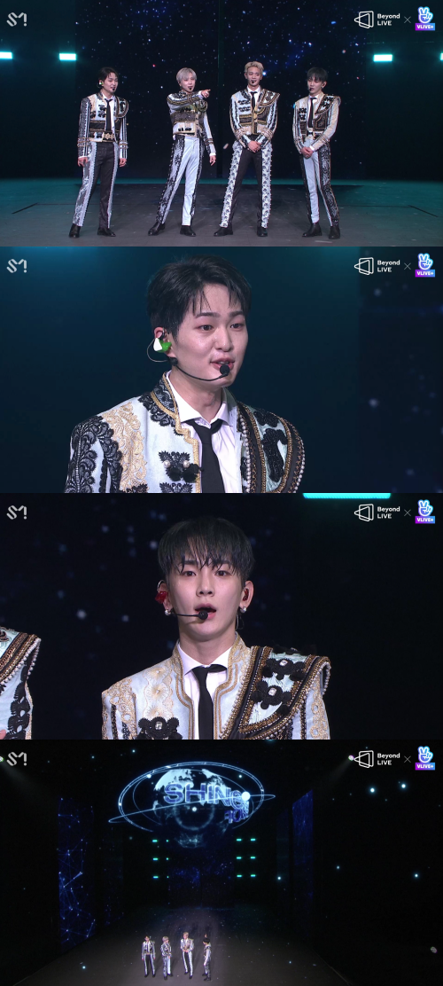 그룹 샤이니(온유, 키, 민호, 태민)가 4일 온라인 콘서트 ‘Beyond LIVE - SHINee : SHINee WORLD’를 개최했다. / 사진=네이버 V LIVE 캡처