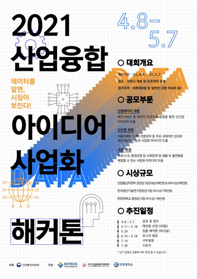 한국생산기술연구원은 한양대와 함께 ‘2021 산업융합 아이디어 사업화 해커톤’ 대회를 개최한다. 사진제공=한국생산기술연구원