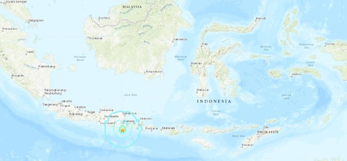 인도네시아 자바섬 동부의 남쪽 해역에서 10일 오후 2시께(현지시간) 규모 6.0의 강진이 발생했다. /미국지질조사국(USGS) 홈페이지