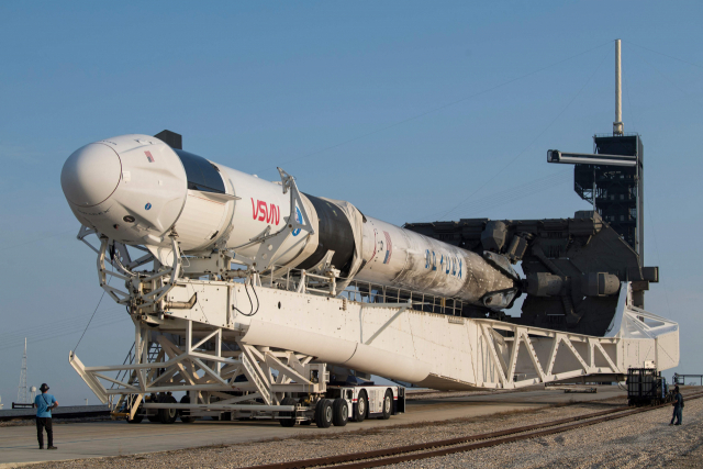 NASA가 지난 4월 공개한 스페이스X의 팔콘9 로켓. /AFP연합뉴스