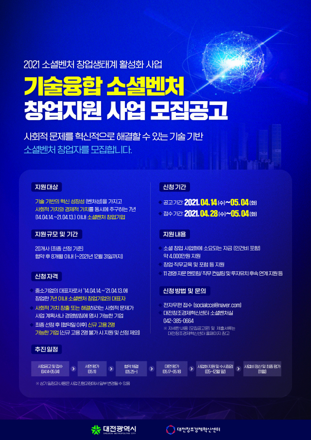 대전혁신센터는 5월 4일까지 소셜벤처기업을 모집한다. 사진제공=대전창조경제혁신센터
