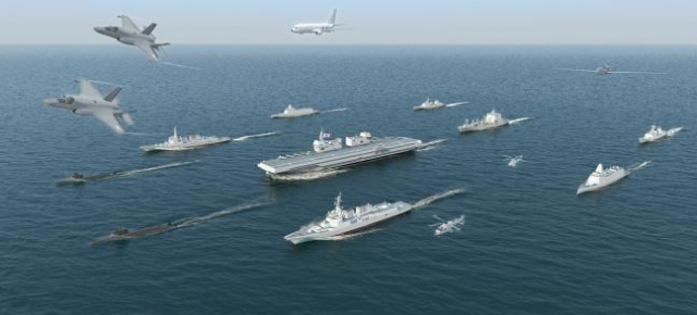 우리 해군이 2023년까지 도입을 추진 중인 경항공모함의 전투함대 운용상상도/사진제공=해군