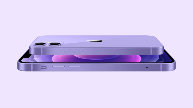 새로 출시되는 아이폰12(아래)와 아이폰12 미니 퍼플 모델 /사진 제공=애플