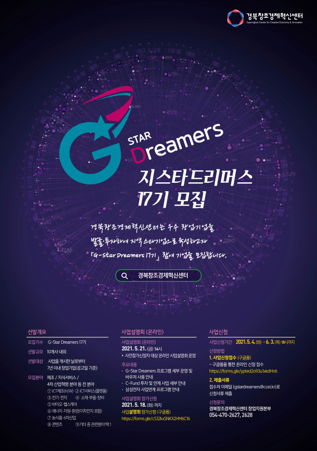 경북창조경제센터 G-Star Dreamers 참여기업모집