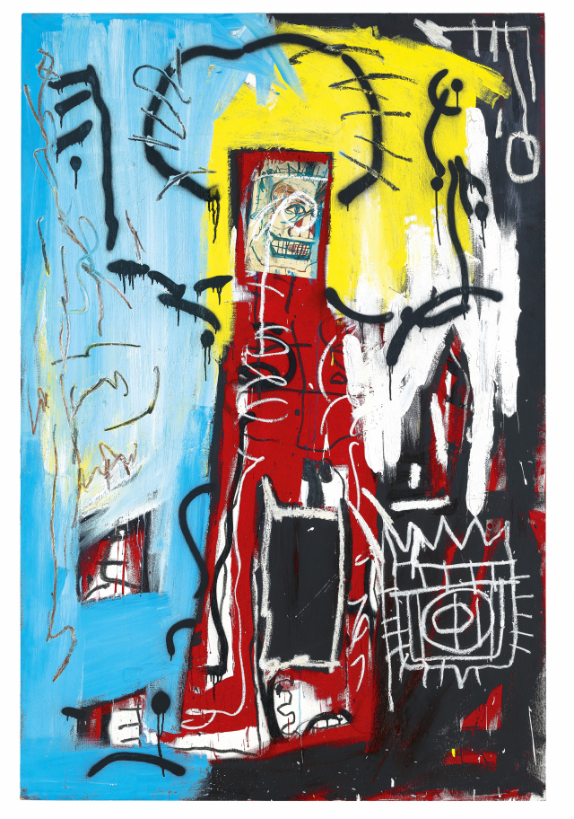 오는 24일 열리는 크리스티 홍콩의 ‘20세기와 21세기 미술 이브닝세일’에 출품된 장 미셸 바스키아의 ‘무제(외눈사내 혹은 복사기 얼굴)’. 추정가는 203억~246억원이다. /사진제공=크리스티 코리아