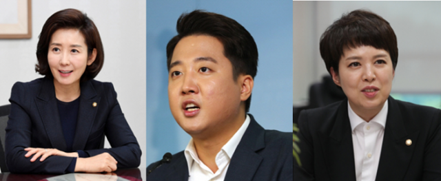 나경원(왼쪽부터) 전 의원, 이준석 전 최고위원, 김은혜 의원./연합뉴스