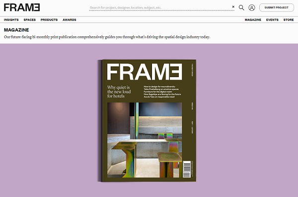 오색칠, 공간 디자인 매체 Frame Magazine 표지 사진 장식